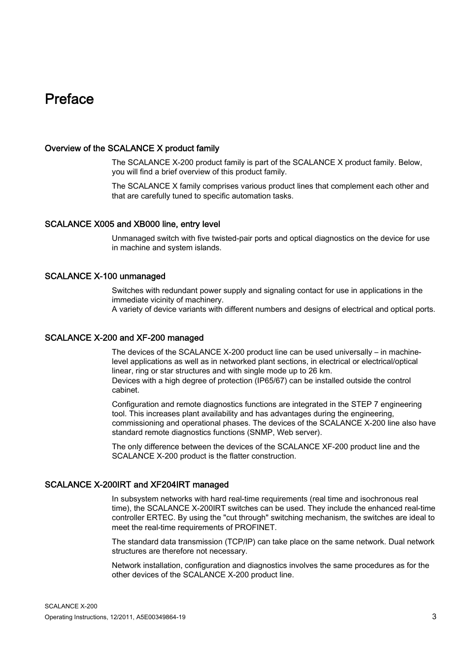 Preface | Siemens Industrial Ethernet Switches SCALANCE X-200 User Manual | Page 3 / 296