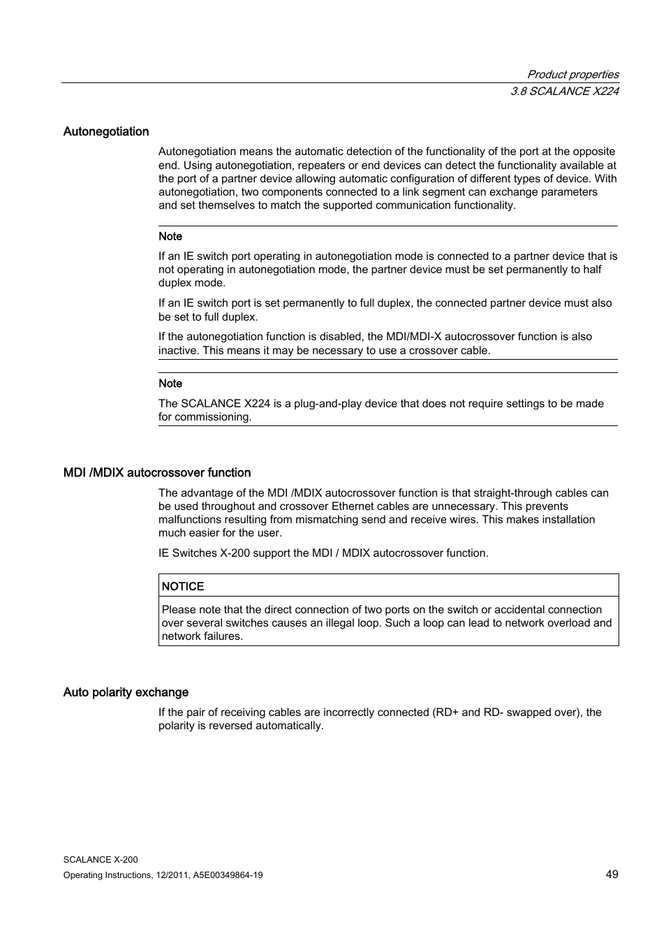 Siemens Industrial Ethernet Switches SCALANCE X-200 User Manual | Page 49 / 296