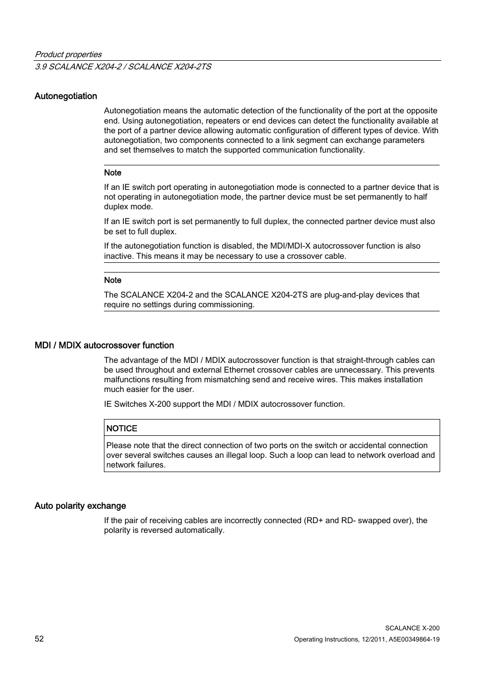 Siemens Industrial Ethernet Switches SCALANCE X-200 User Manual | Page 52 / 296