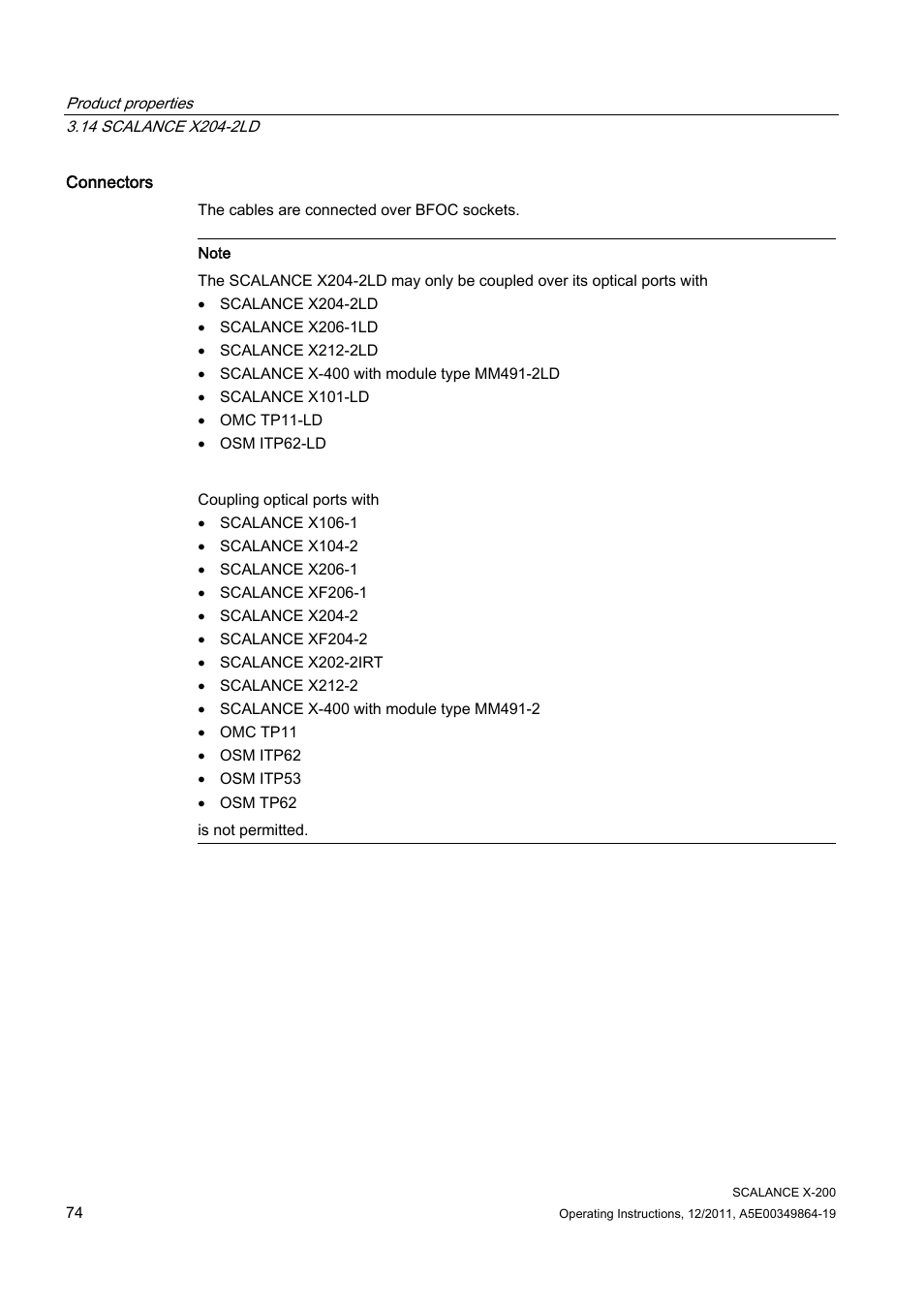 Siemens Industrial Ethernet Switches SCALANCE X-200 User Manual | Page 74 / 296