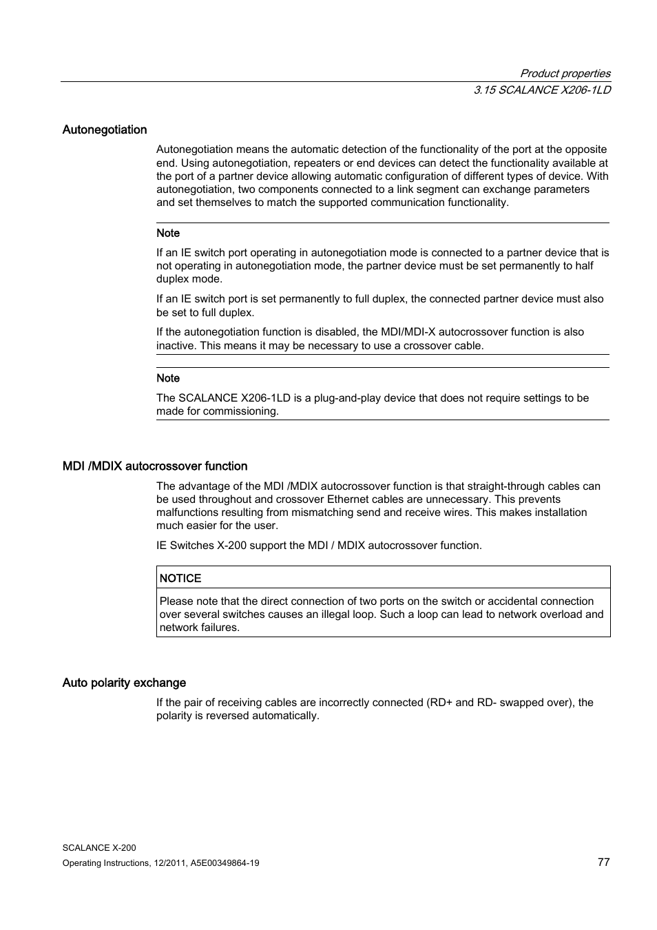 Siemens Industrial Ethernet Switches SCALANCE X-200 User Manual | Page 77 / 296