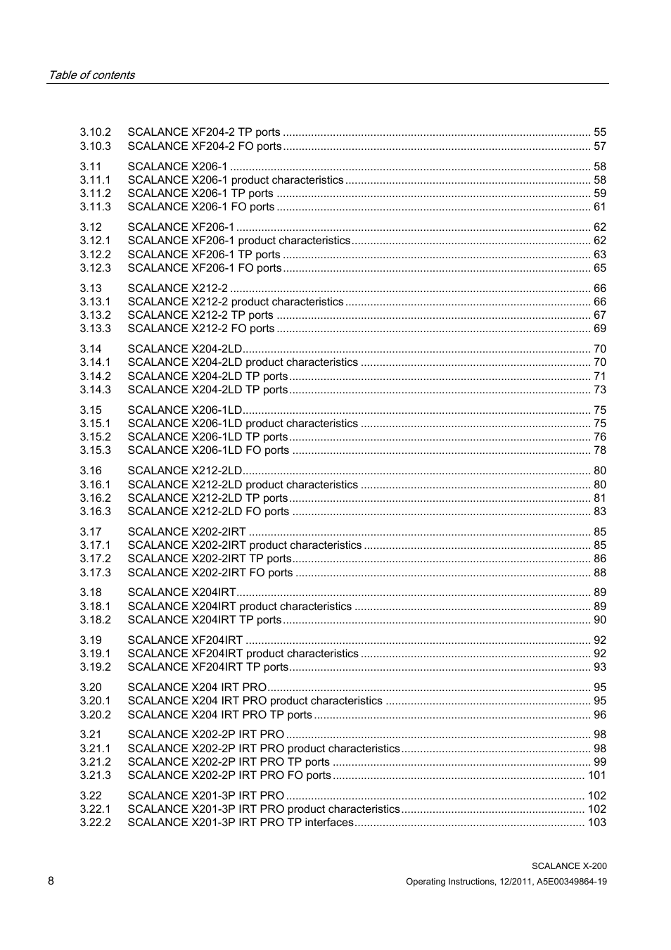 Siemens Industrial Ethernet Switches SCALANCE X-200 User Manual | Page 8 / 296