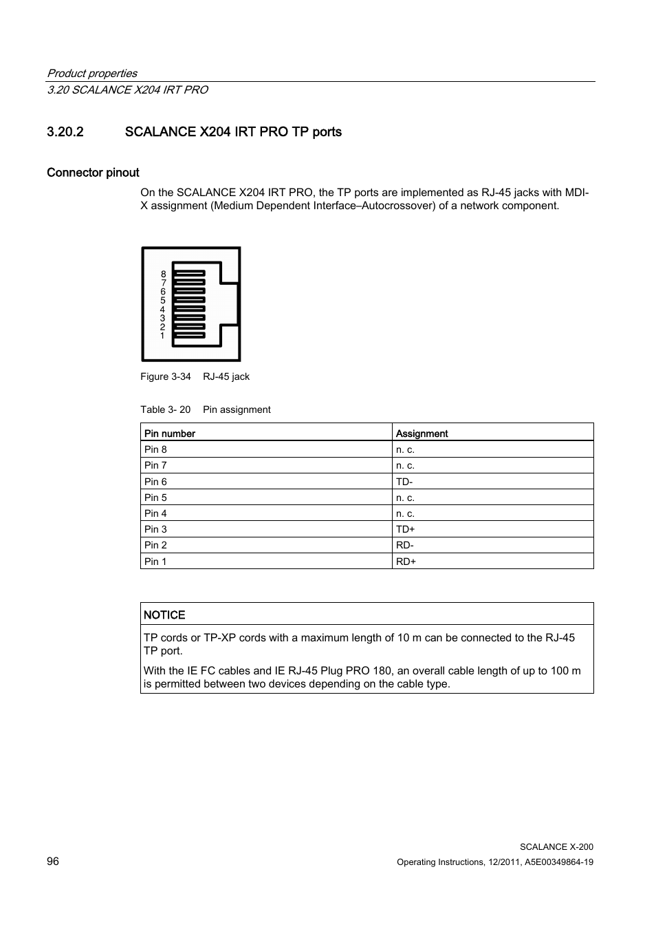 2 scalance x204 irt pro tp ports | Siemens Industrial Ethernet Switches SCALANCE X-200 User Manual | Page 96 / 296