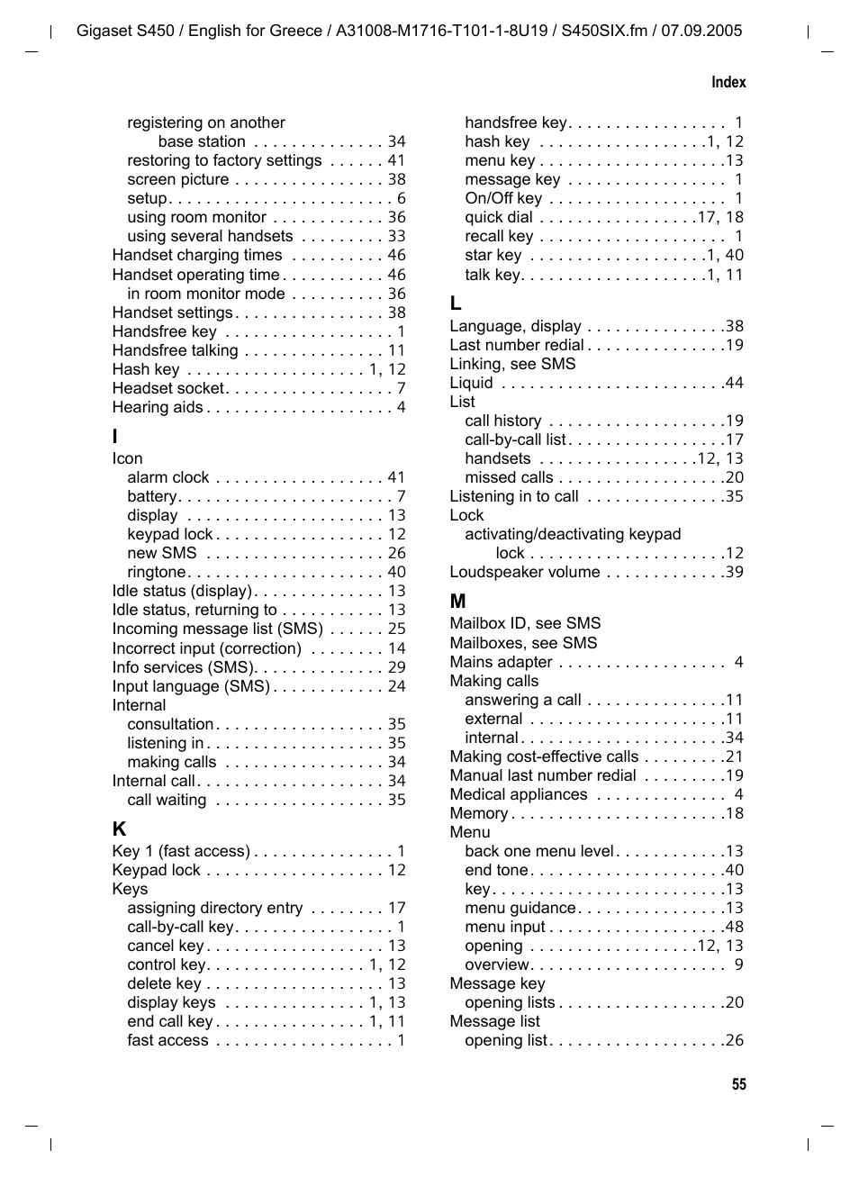 Siemens Gigaset S450 User Manual | Page 56 / 58