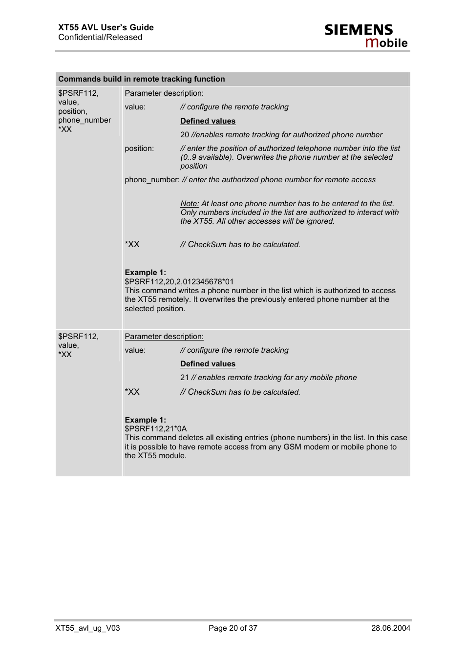 Siemens XT55 AVL User Manual | Page 20 / 37