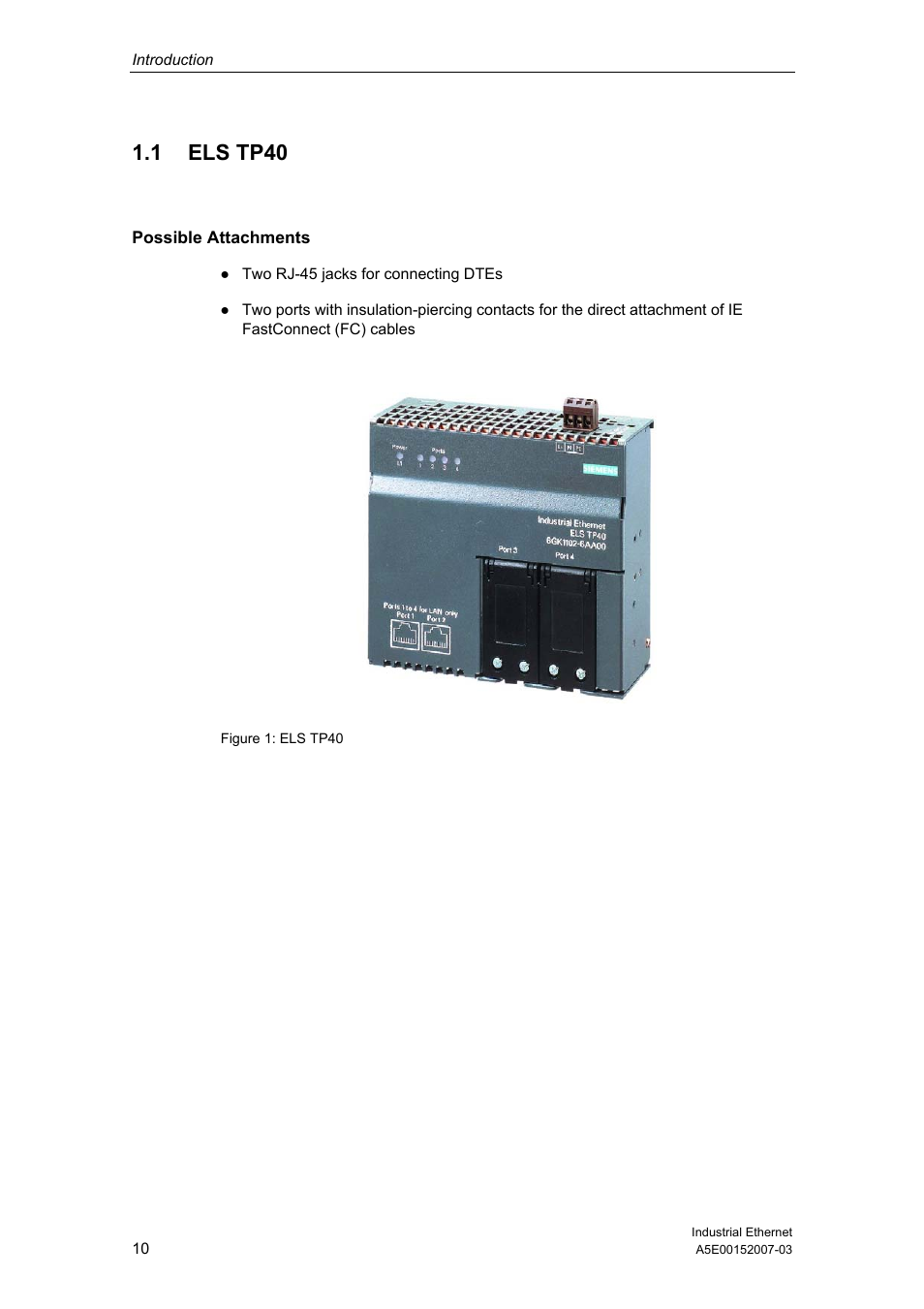 1 els tp40 | Siemens Electrical Lean Switch User Manual | Page 10 / 97