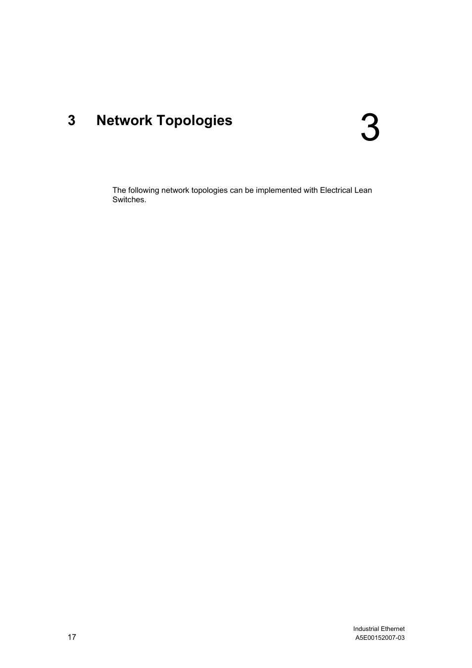 3 network topologies, Network topologies | Siemens Electrical Lean Switch User Manual | Page 17 / 97