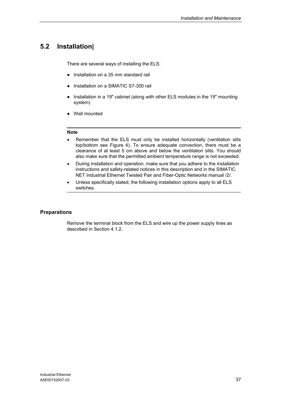 2 installation | Siemens Electrical Lean Switch User Manual | Page 37 / 97