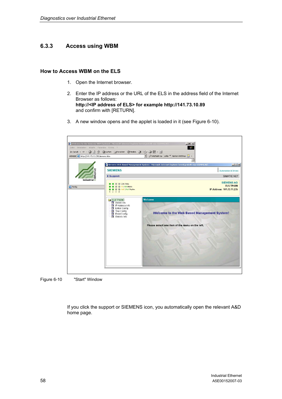 3 access using wbm | Siemens Electrical Lean Switch User Manual | Page 58 / 97