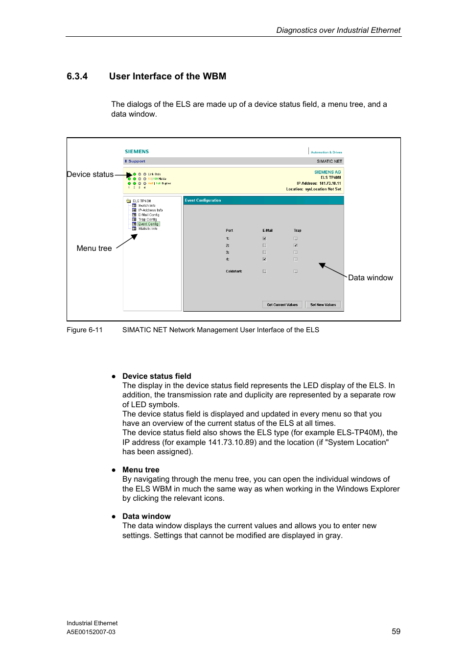 4 user interface of the wbm | Siemens Electrical Lean Switch User Manual | Page 59 / 97