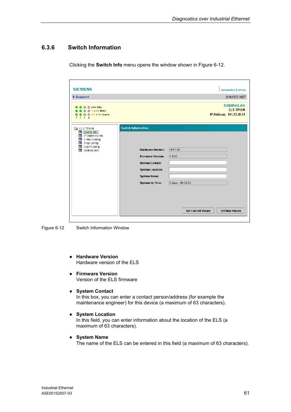 6 switch information | Siemens Electrical Lean Switch User Manual | Page 61 / 97