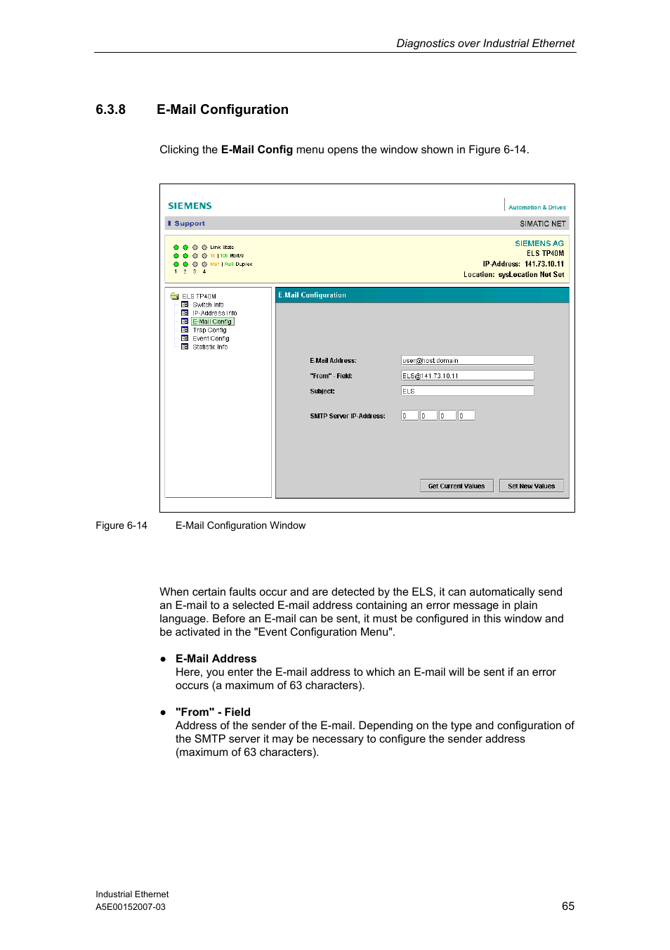 8 e-mail configuration | Siemens Electrical Lean Switch User Manual | Page 65 / 97
