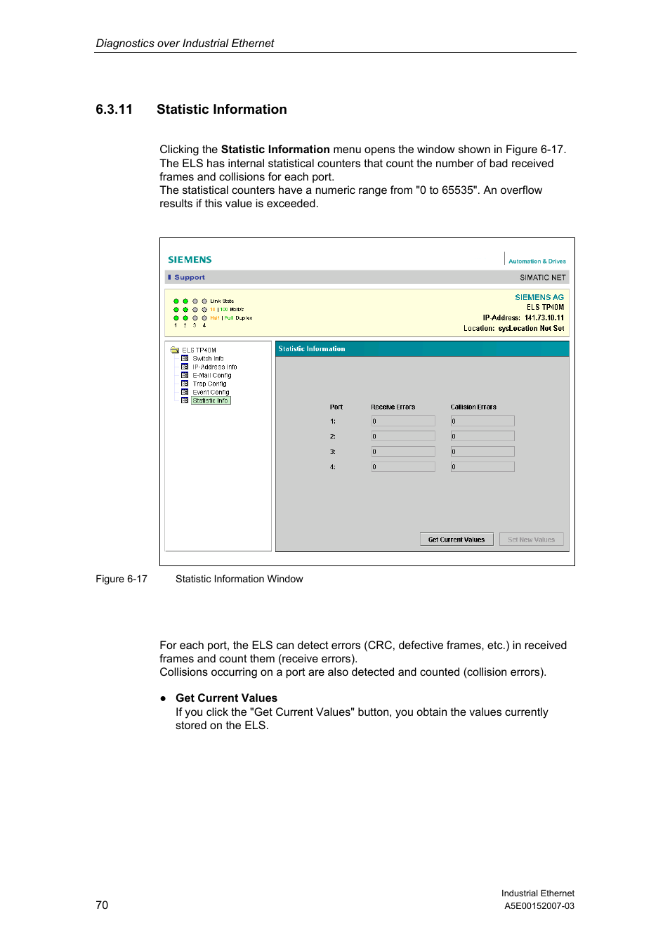 11 statistic information | Siemens Electrical Lean Switch User Manual | Page 70 / 97