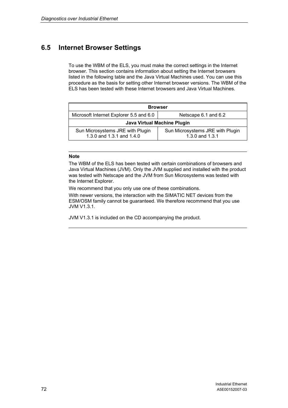 5 internet browser settings | Siemens Electrical Lean Switch User Manual | Page 72 / 97