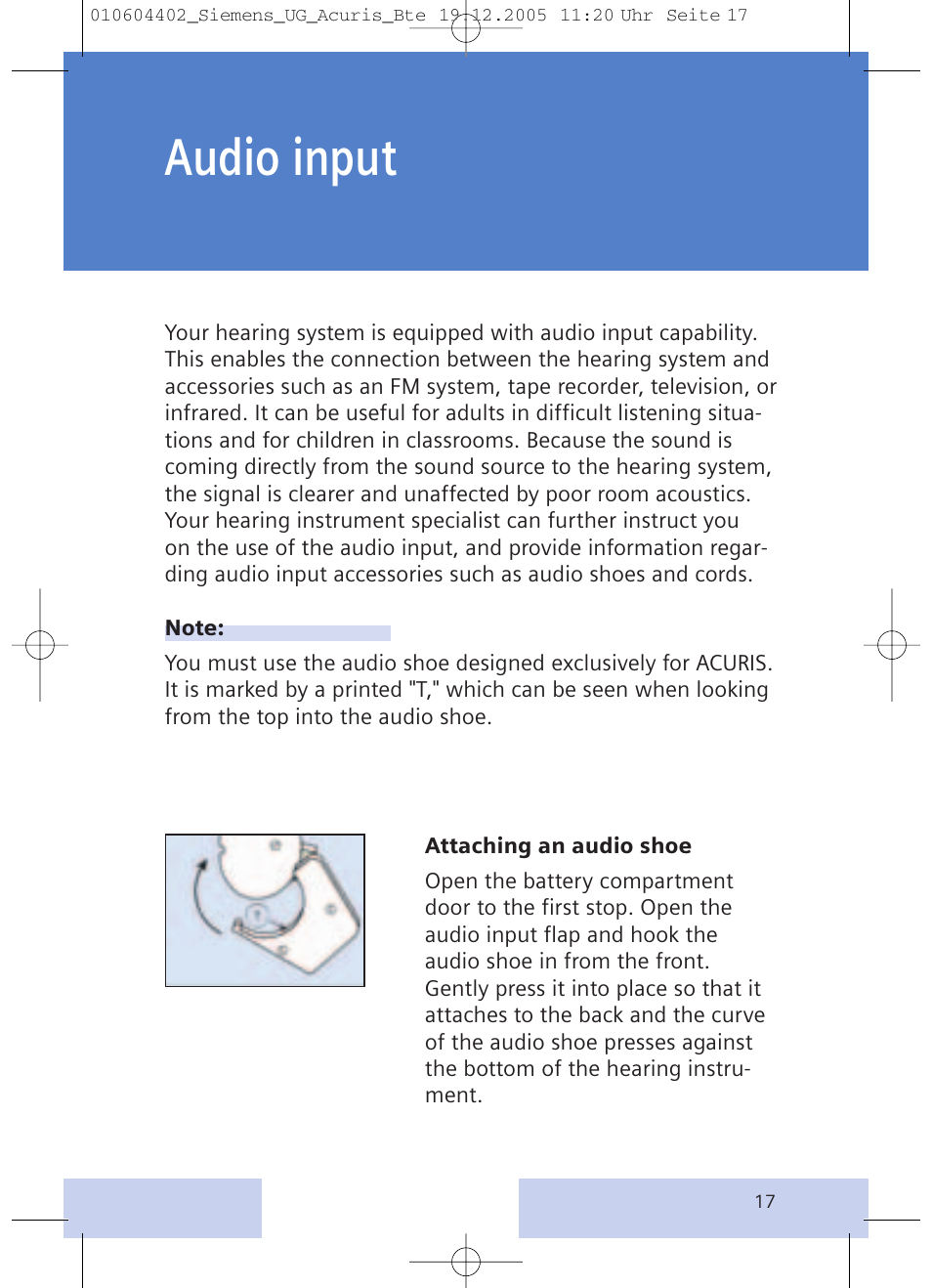 Audio input | Siemens P User Manual | Page 17 / 24