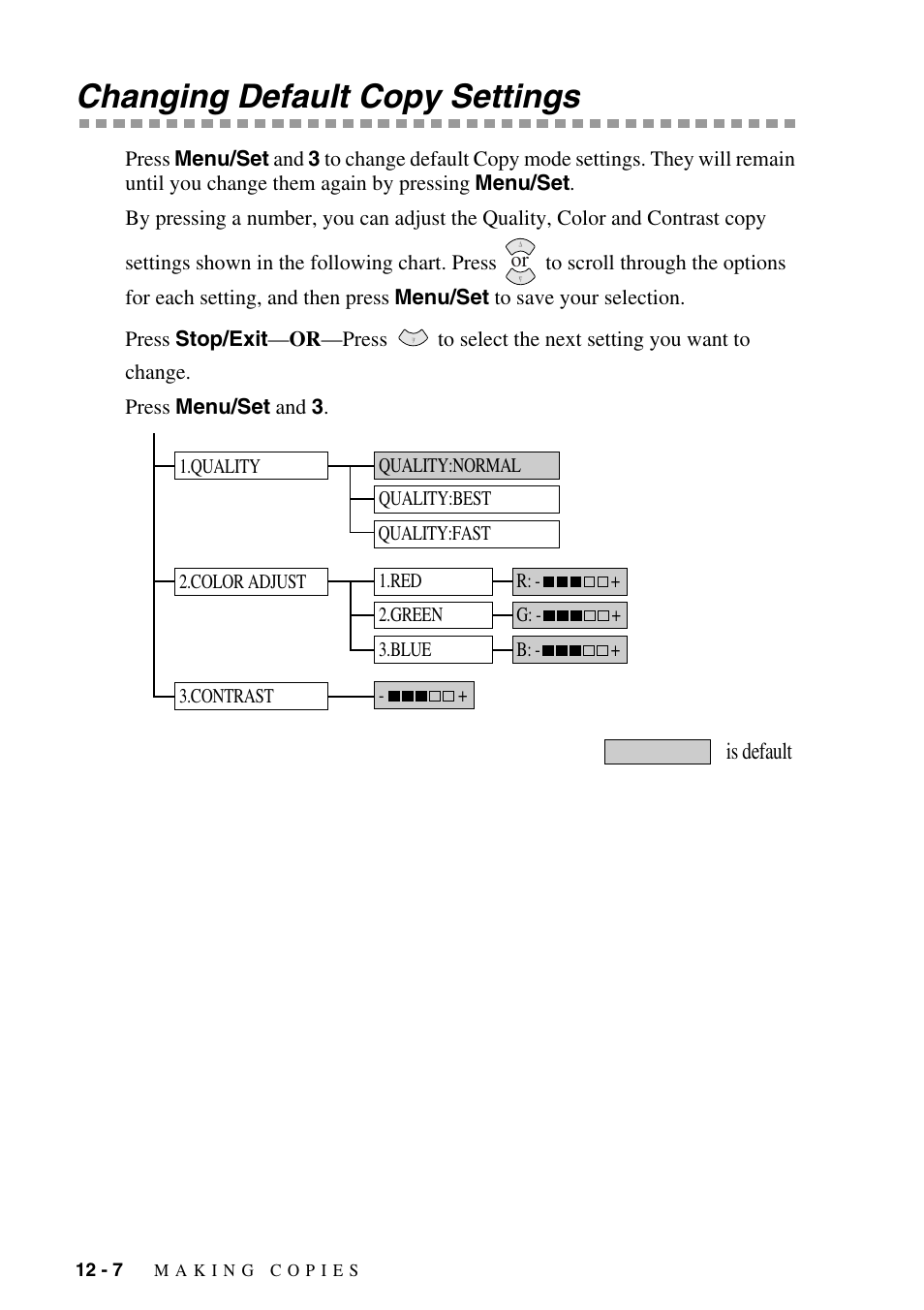 Changing default copy settings, Changing default copy settings -7 | Siemens 1800C User Manual | Page 106 / 146