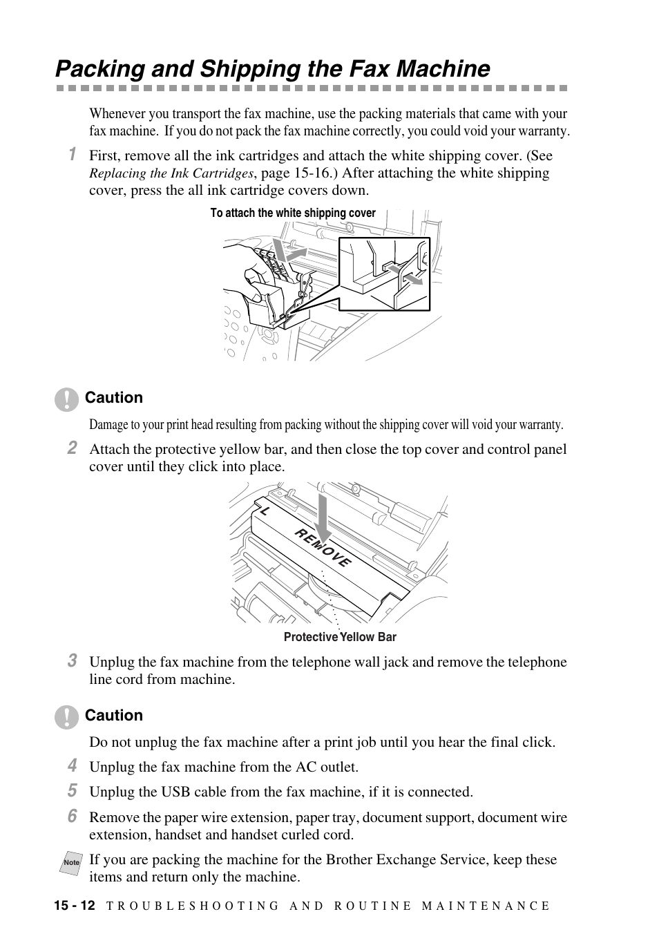 Packing and shipping the fax machine, Packing and shipping the fax machine -12 | Siemens 1800C User Manual | Page 126 / 146