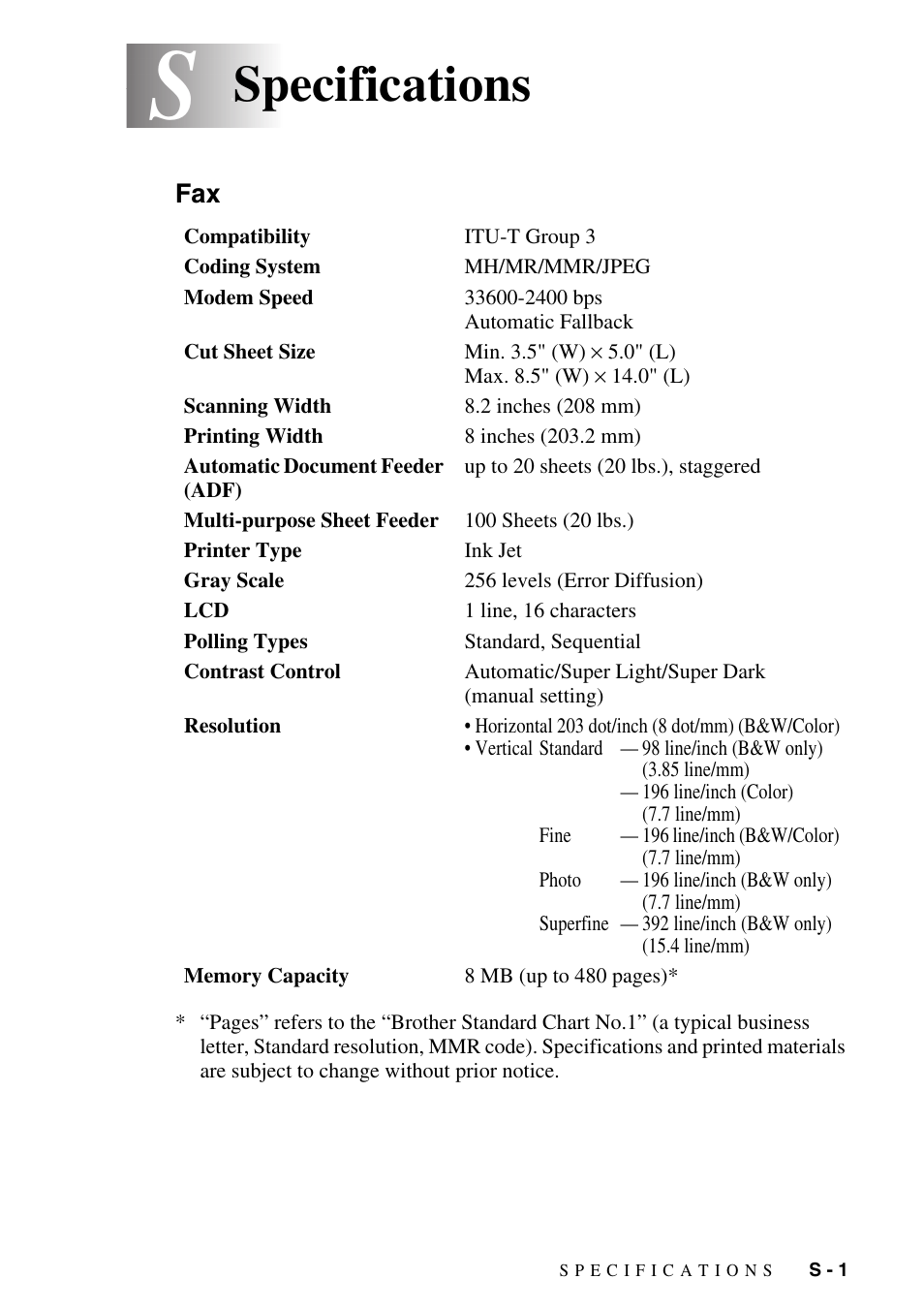 Specifications | Siemens 1800C User Manual | Page 133 / 146