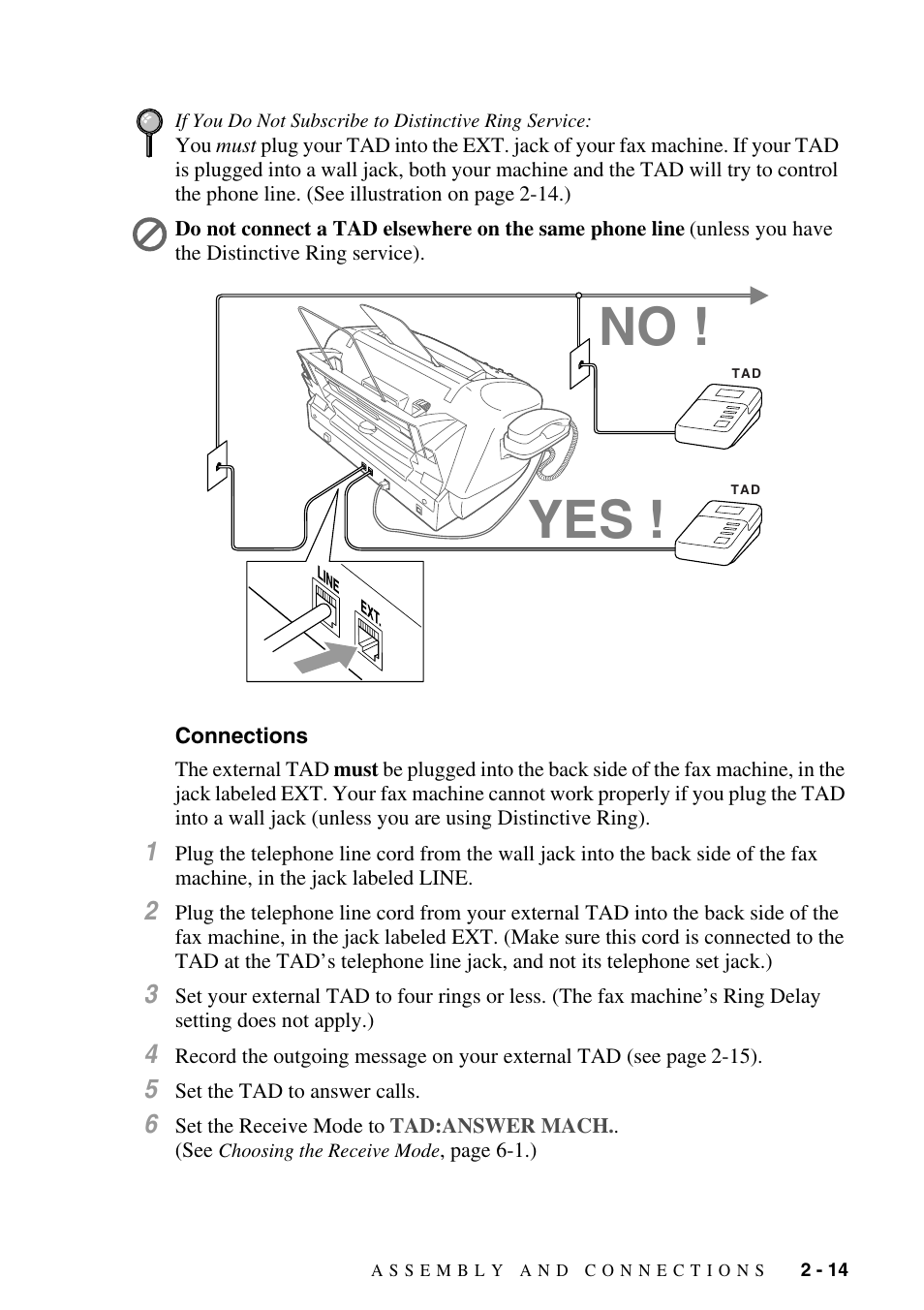 Connections, Connections -14, No ! yes | Siemens 1800C User Manual | Page 37 / 146