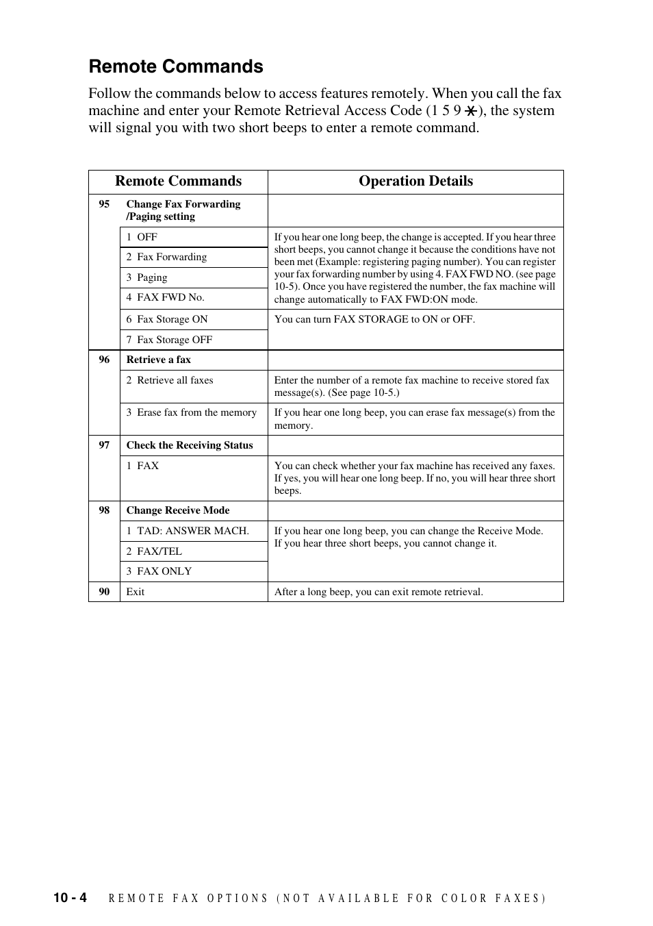 Remote commands, Remote commands -4 | Siemens 1800C User Manual | Page 96 / 146