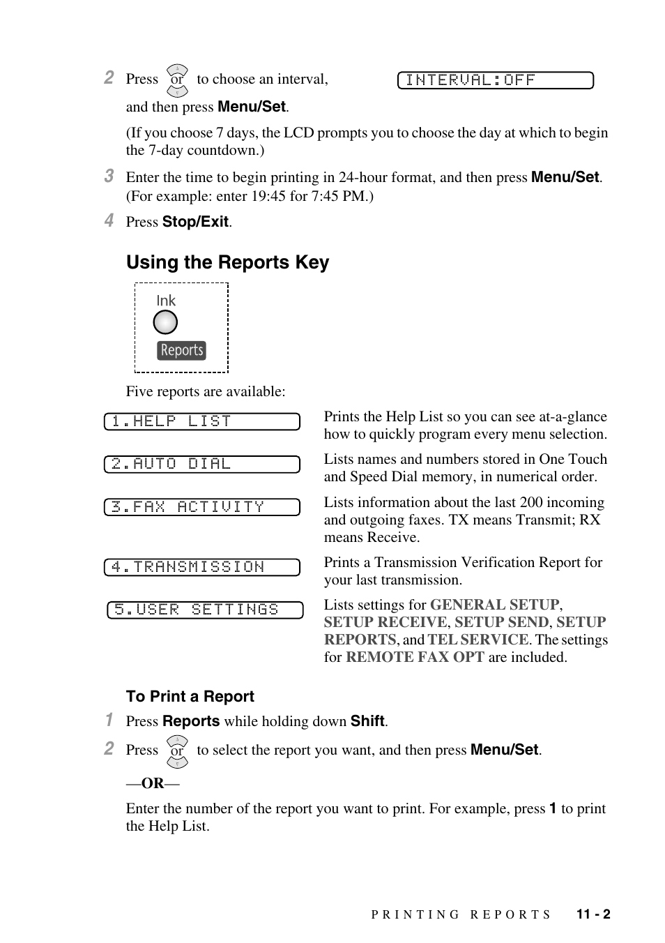 Using the reports key, To print a report, Using the reports key -2 | To print a report -2 | Siemens 1800C User Manual | Page 99 / 146