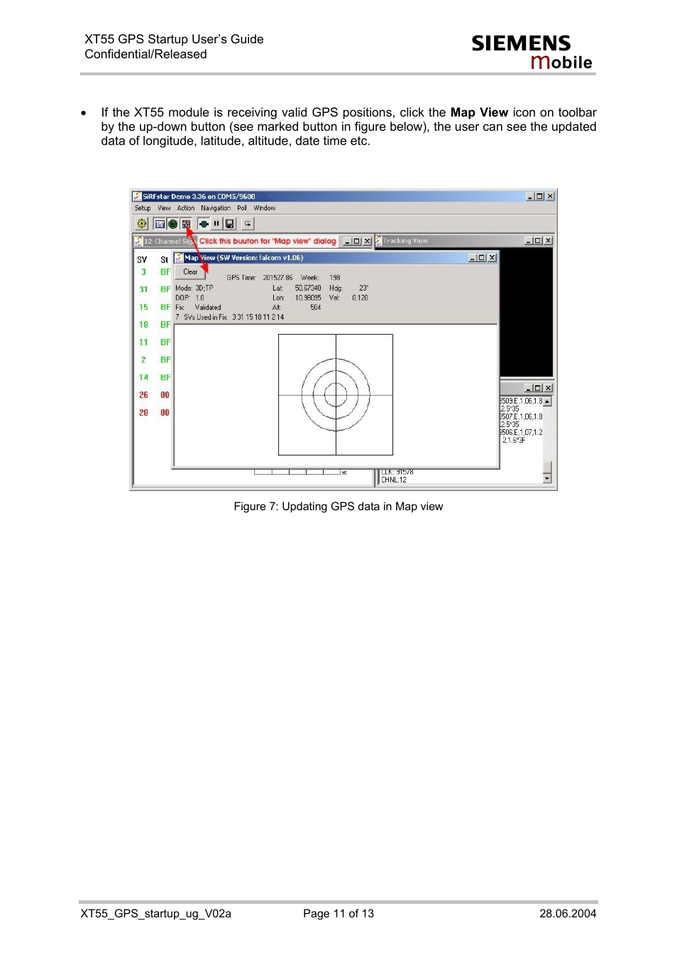 Figure 7: updating gps data in map view | Siemens XT55 User Manual | Page 11 / 13