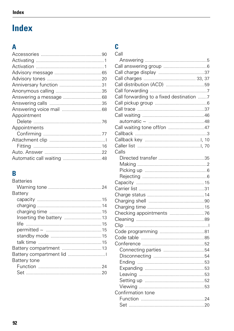 Index | Siemens 3000 User Manual | Page 100 / 104