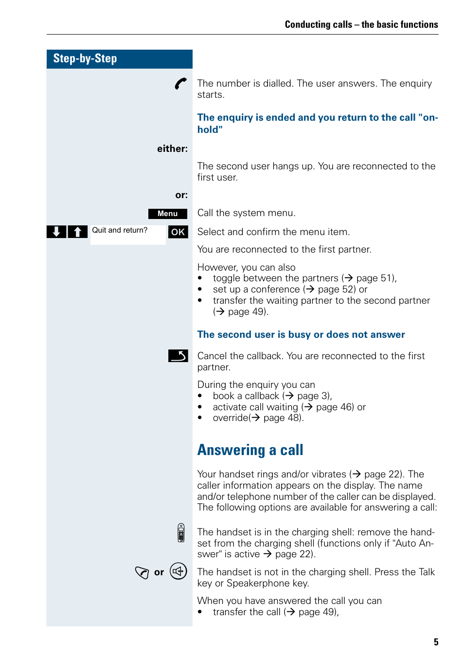 Answering a call | Siemens 3000 User Manual | Page 13 / 104