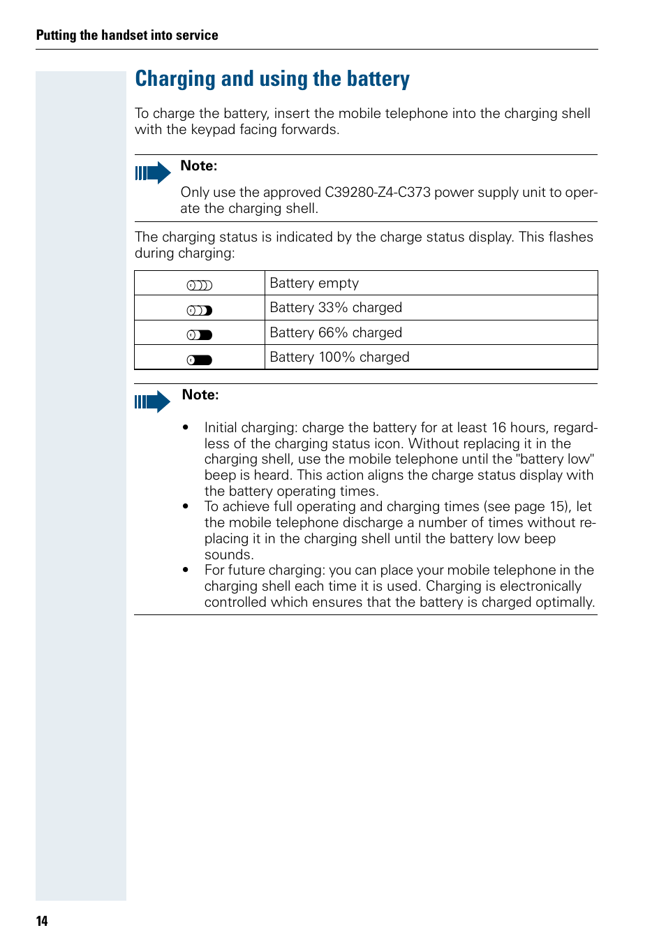 Charging and using the battery | Siemens 3000 User Manual | Page 22 / 104