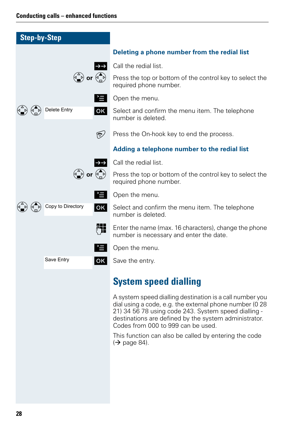 System speed dialling | Siemens 3000 User Manual | Page 36 / 104