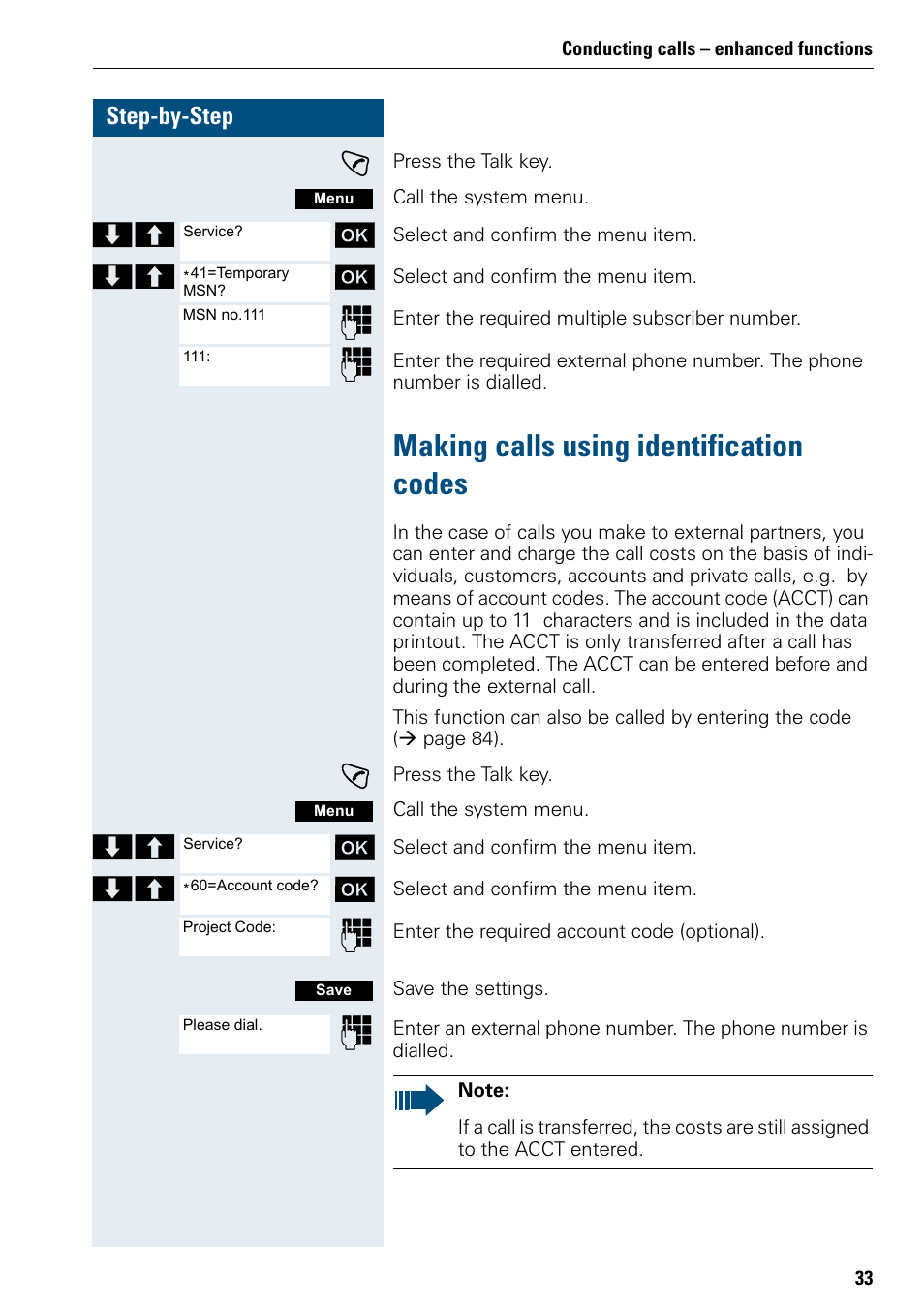 Making calls using identification codes | Siemens 3000 User Manual | Page 41 / 104