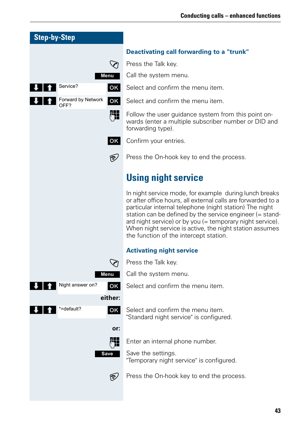 Using night service | Siemens 3000 User Manual | Page 51 / 104