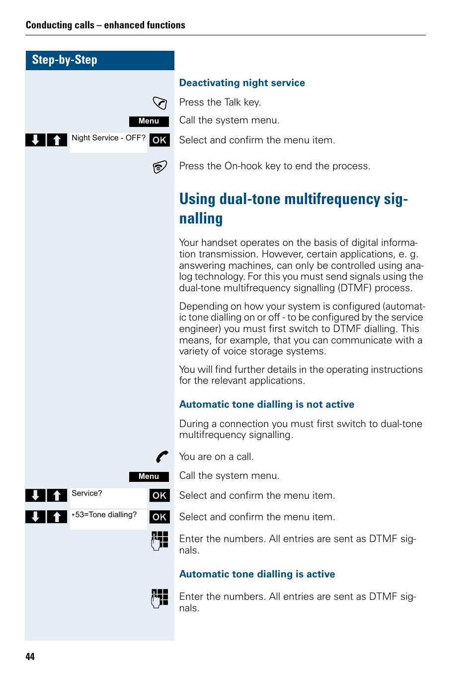 Using dual-tone multifrequency signalling, Using dual-tone multifrequency sig- nalling | Siemens 3000 User Manual | Page 52 / 104