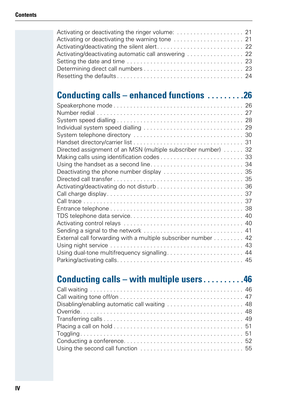 Conducting calls – enhanced functions, Conducting calls – with multiple users | Siemens 3000 User Manual | Page 6 / 104