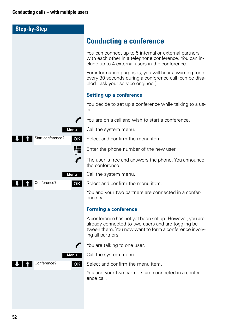 Conducting a conference | Siemens 3000 User Manual | Page 60 / 104