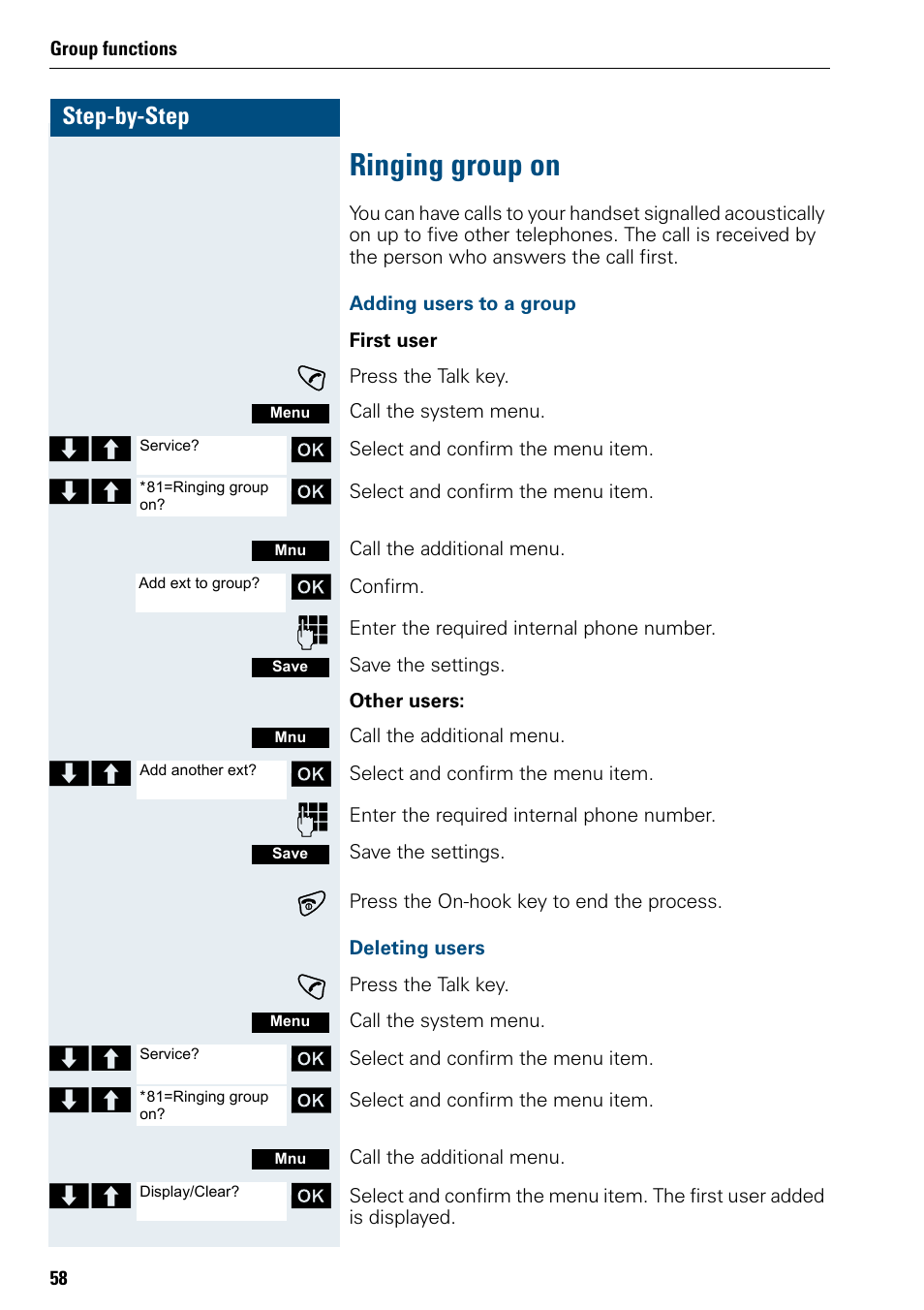 Ringing group on | Siemens 3000 User Manual | Page 66 / 104