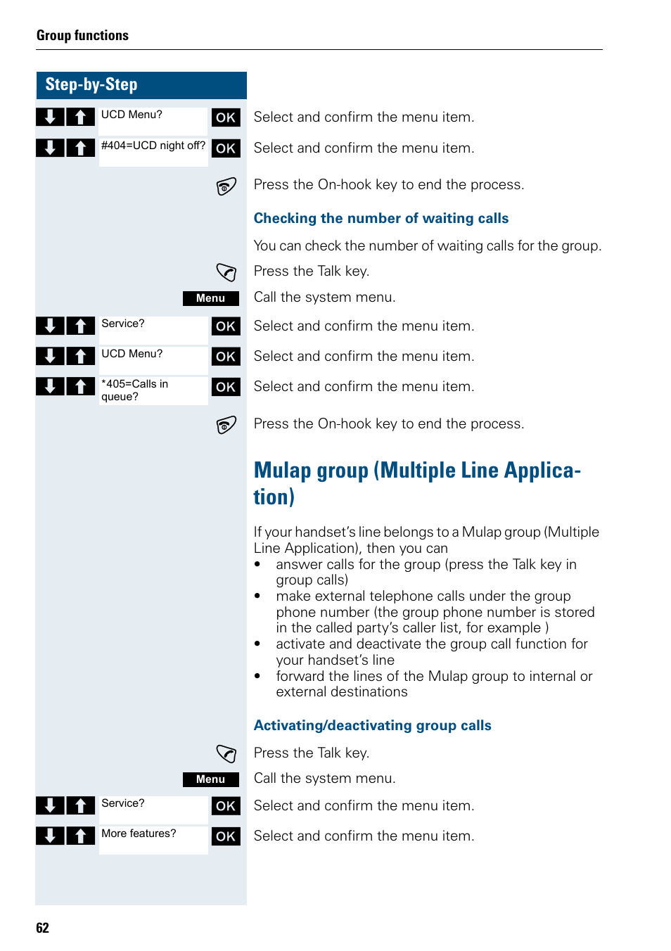 Mulap group (multiple line application), Mulap group (multiple line applica- tion) | Siemens 3000 User Manual | Page 70 / 104