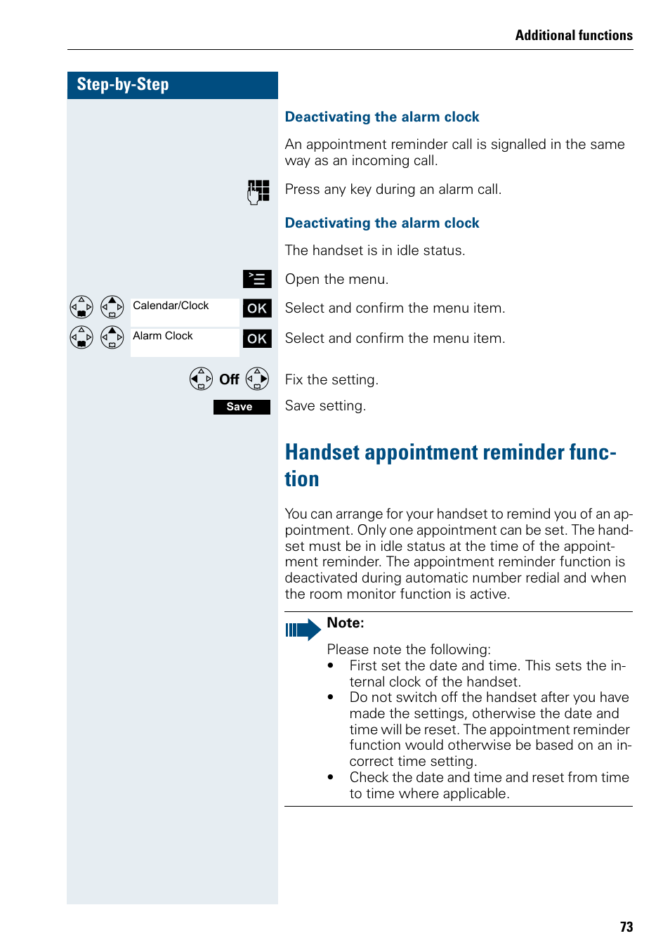 Handset appointment reminder function, Handset appointment reminder func- tion | Siemens 3000 User Manual | Page 81 / 104