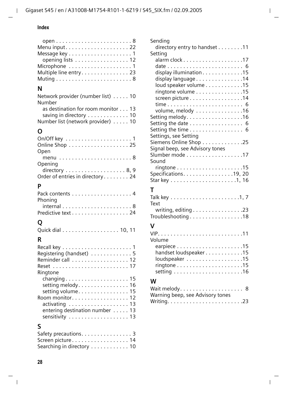 Siemens Gigaset S45 User Manual | Page 29 / 29