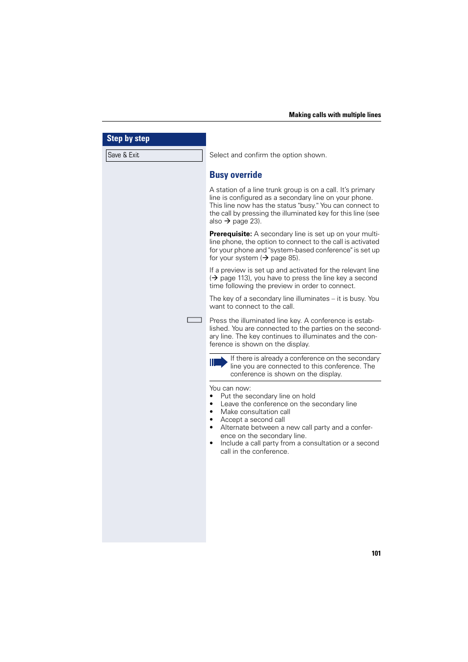 Busy override | Siemens HIPATH 8000 User Manual | Page 101 / 205