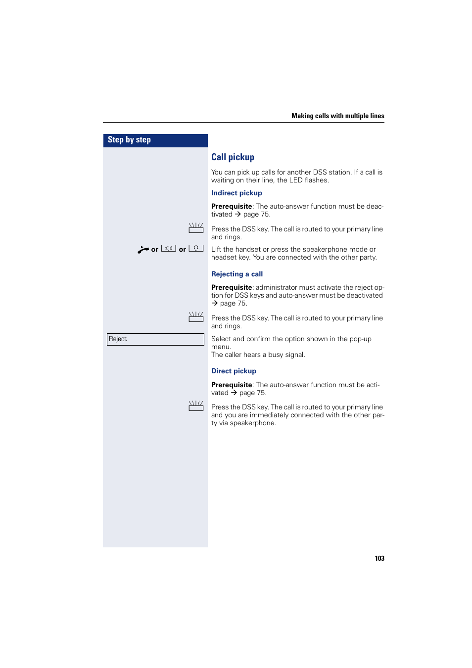 Call pickup | Siemens HIPATH 8000 User Manual | Page 103 / 205