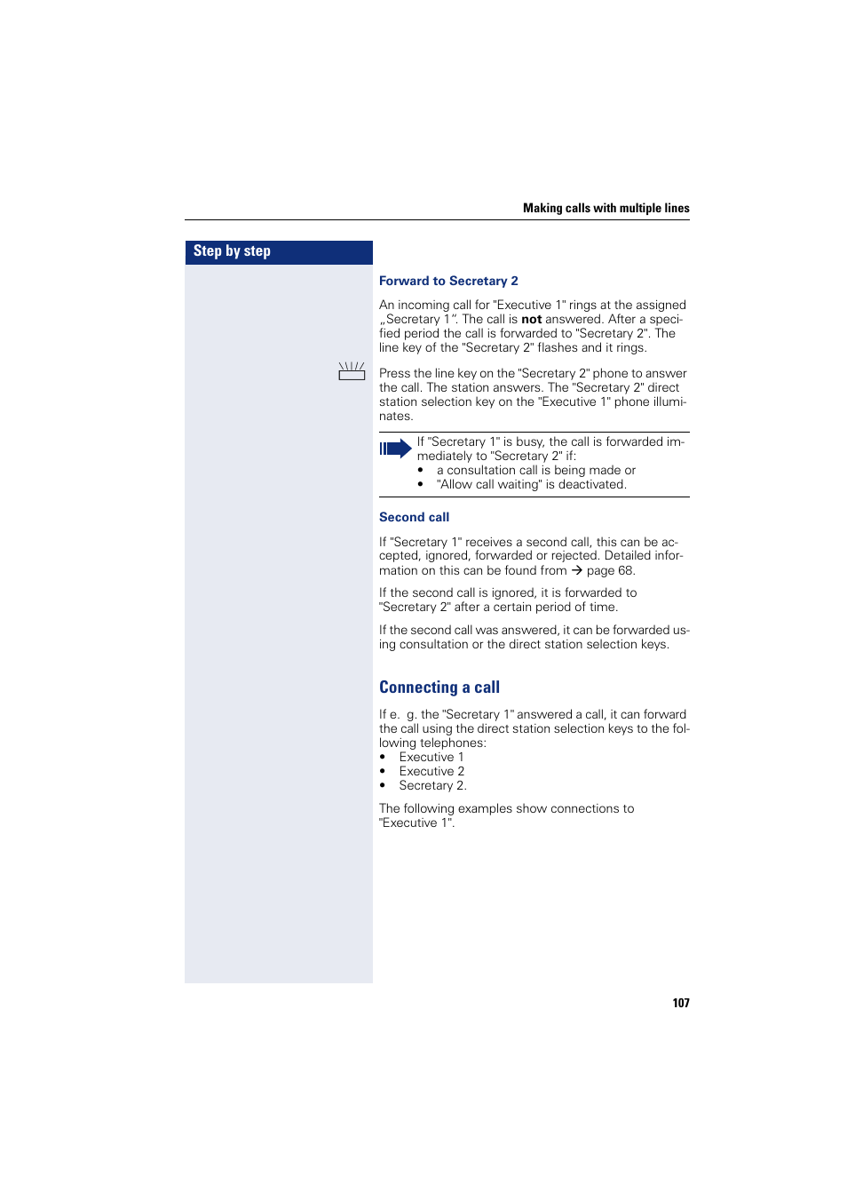 Connecting a call | Siemens HIPATH 8000 User Manual | Page 107 / 205