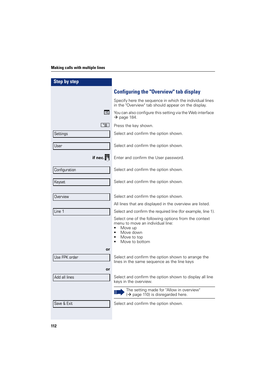 Configuring the "overview" tab display | Siemens HIPATH 8000 User Manual | Page 112 / 205