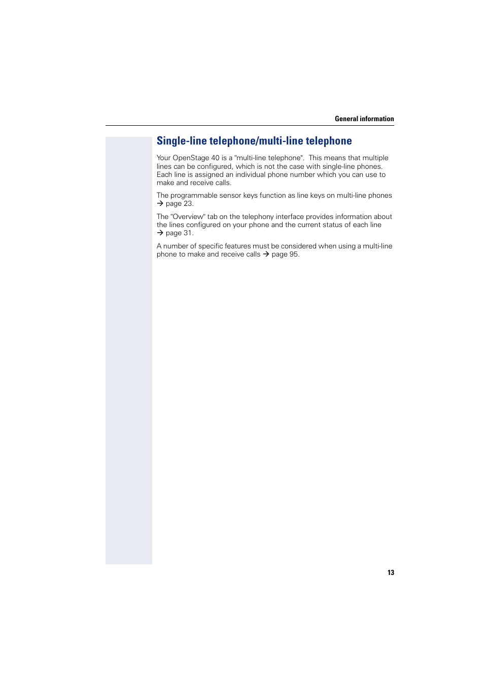 Single-line telephone/multi-line telephone | Siemens HIPATH 8000 User Manual | Page 13 / 205