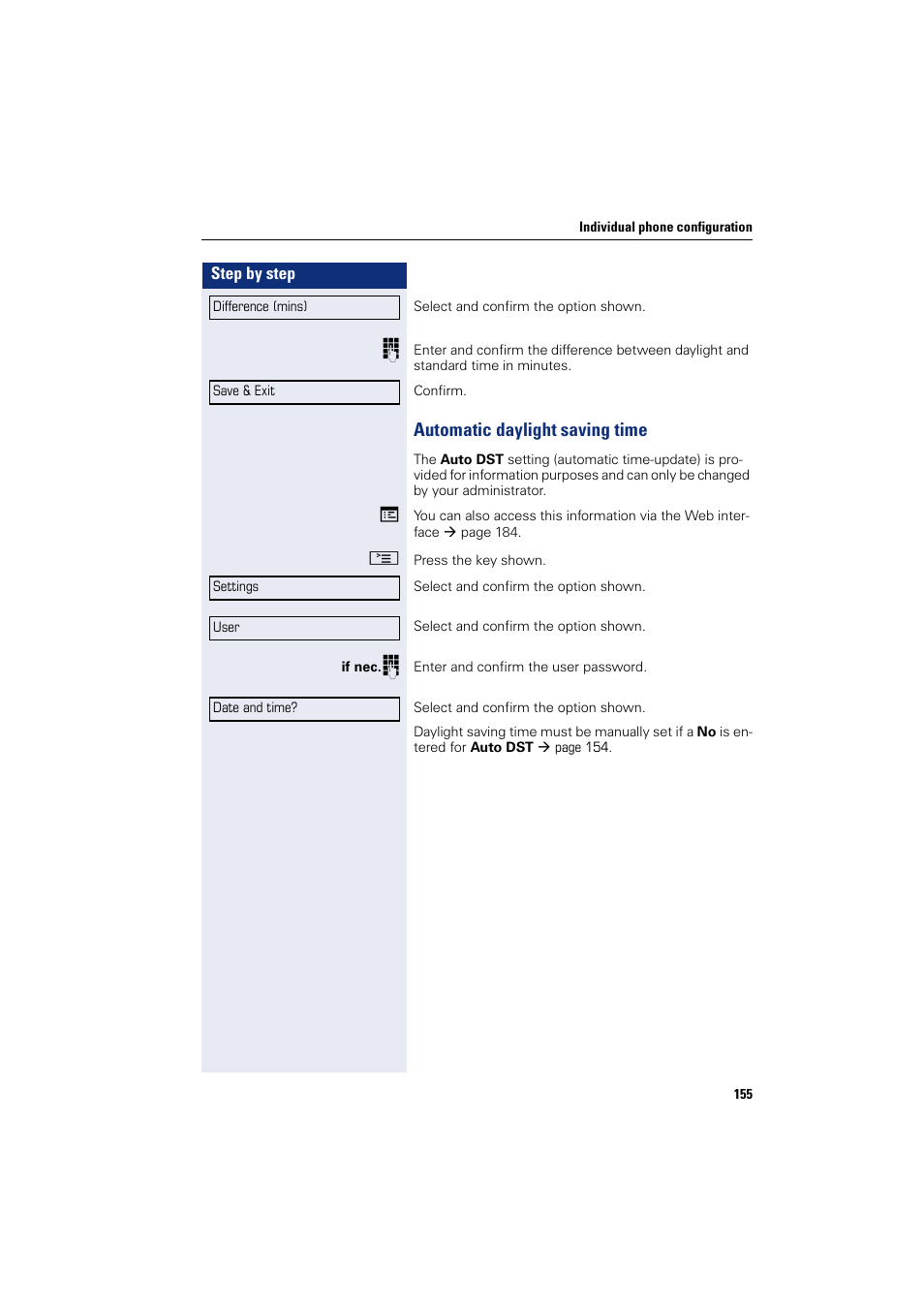 Automatic daylight saving time | Siemens HIPATH 8000 User Manual | Page 155 / 205