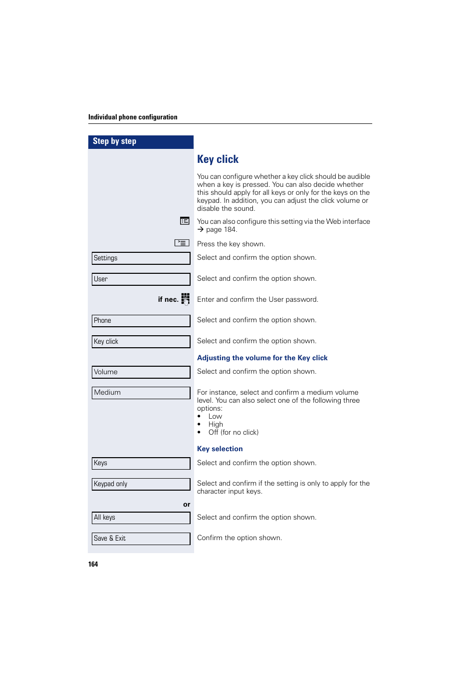 Key click | Siemens HIPATH 8000 User Manual | Page 164 / 205