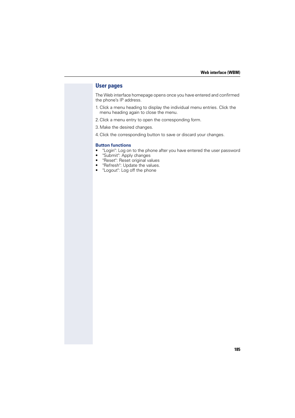 User pages | Siemens HIPATH 8000 User Manual | Page 185 / 205