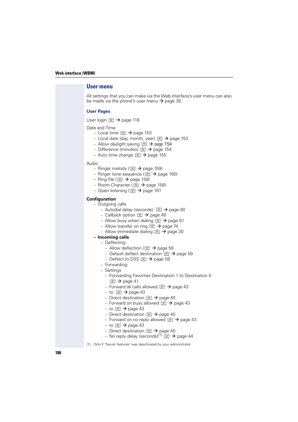 User menu | Siemens HIPATH 8000 User Manual | Page 186 / 205