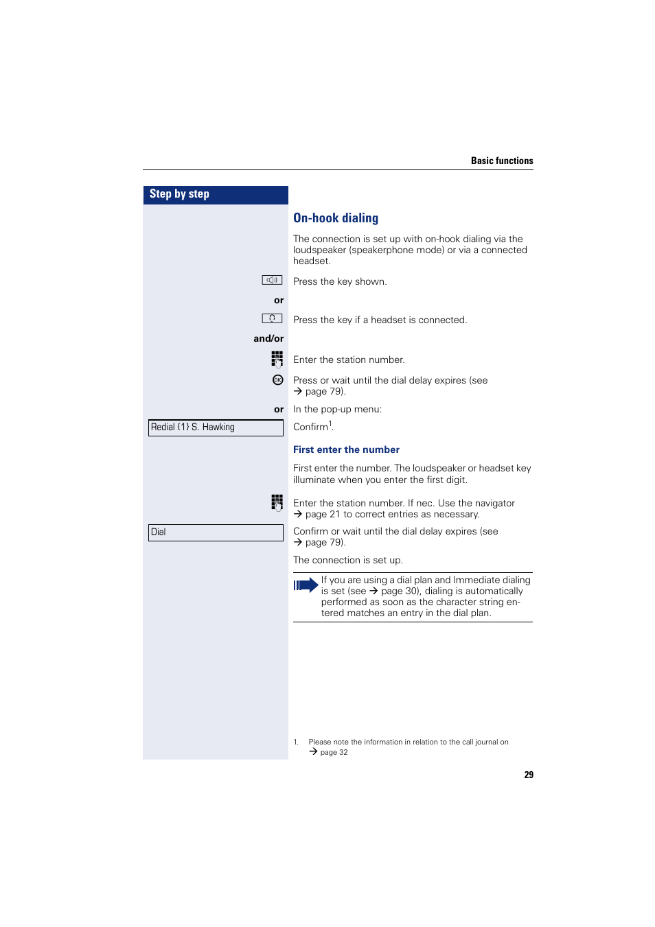 On-hook dialing | Siemens HIPATH 8000 User Manual | Page 29 / 205