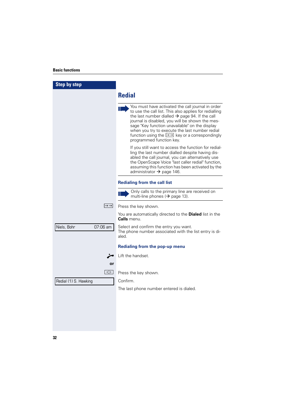 Redial | Siemens HIPATH 8000 User Manual | Page 32 / 205